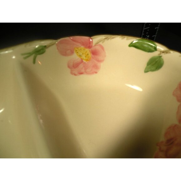 Vintage Franciscan Desert Rose Divided Ceramic Floral Serving Dish With Pink Flo - Picture 5 of 16